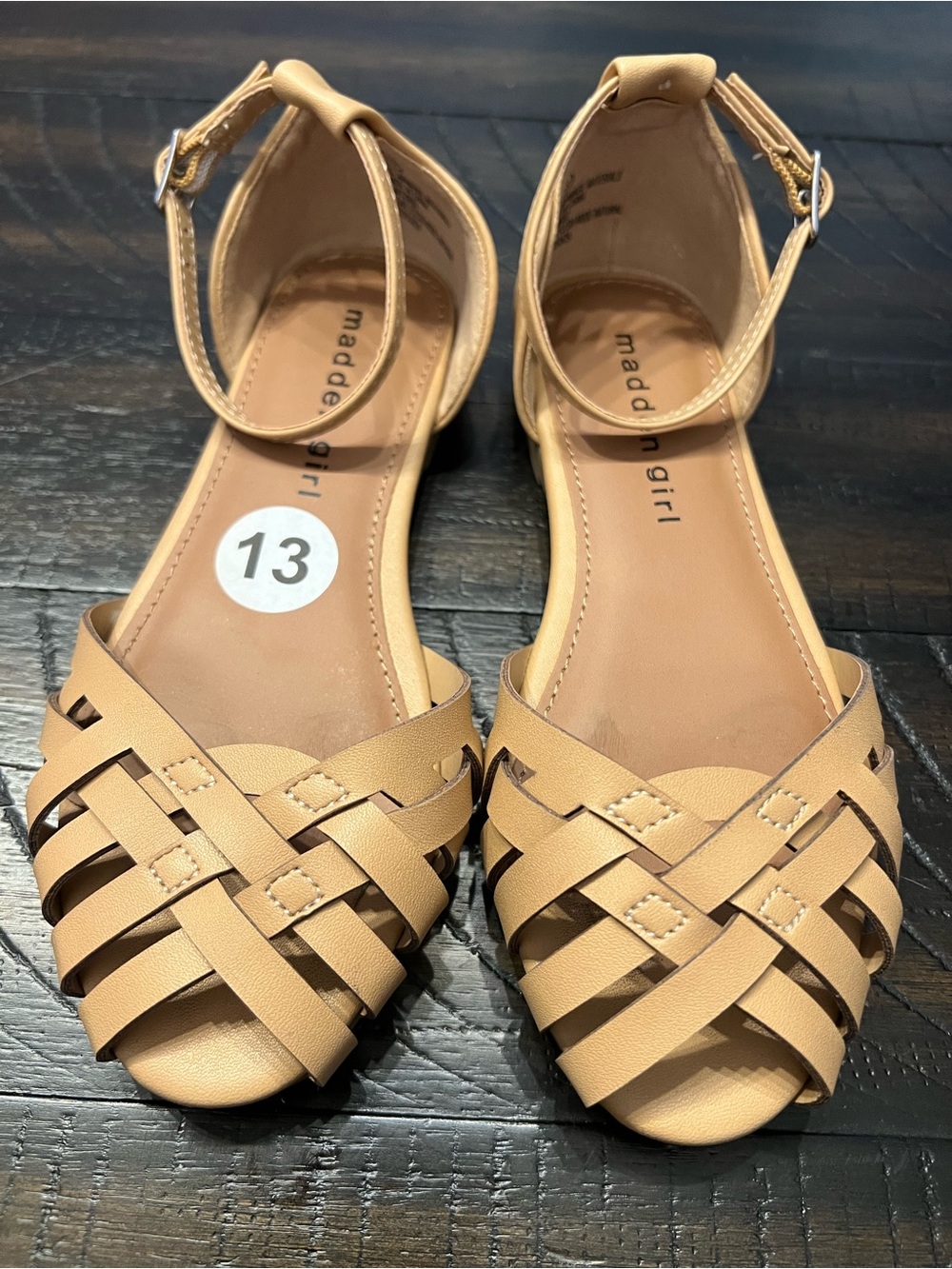 Madden Girl Beige/Tan Woven Ankle-Strap sandals